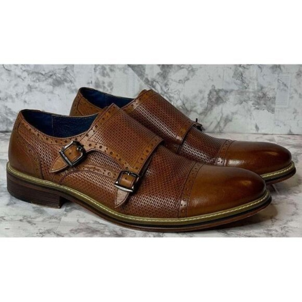 Moretti Black Label Men's Size 9 Leather Double Buckle Oxford Dress Shoes Luxury